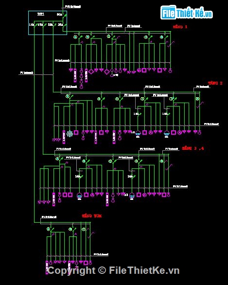 Bản vẽ,nhà 4 tầng,điện nhà 4 tầng,điện nhà ở,bản vẽ điện